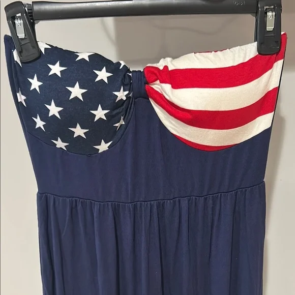 American Flag Strapless Maxi Dress - Picture 2 of 5